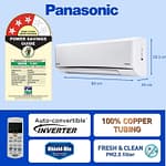 A white Panasonic split air conditioner with an inverter label.