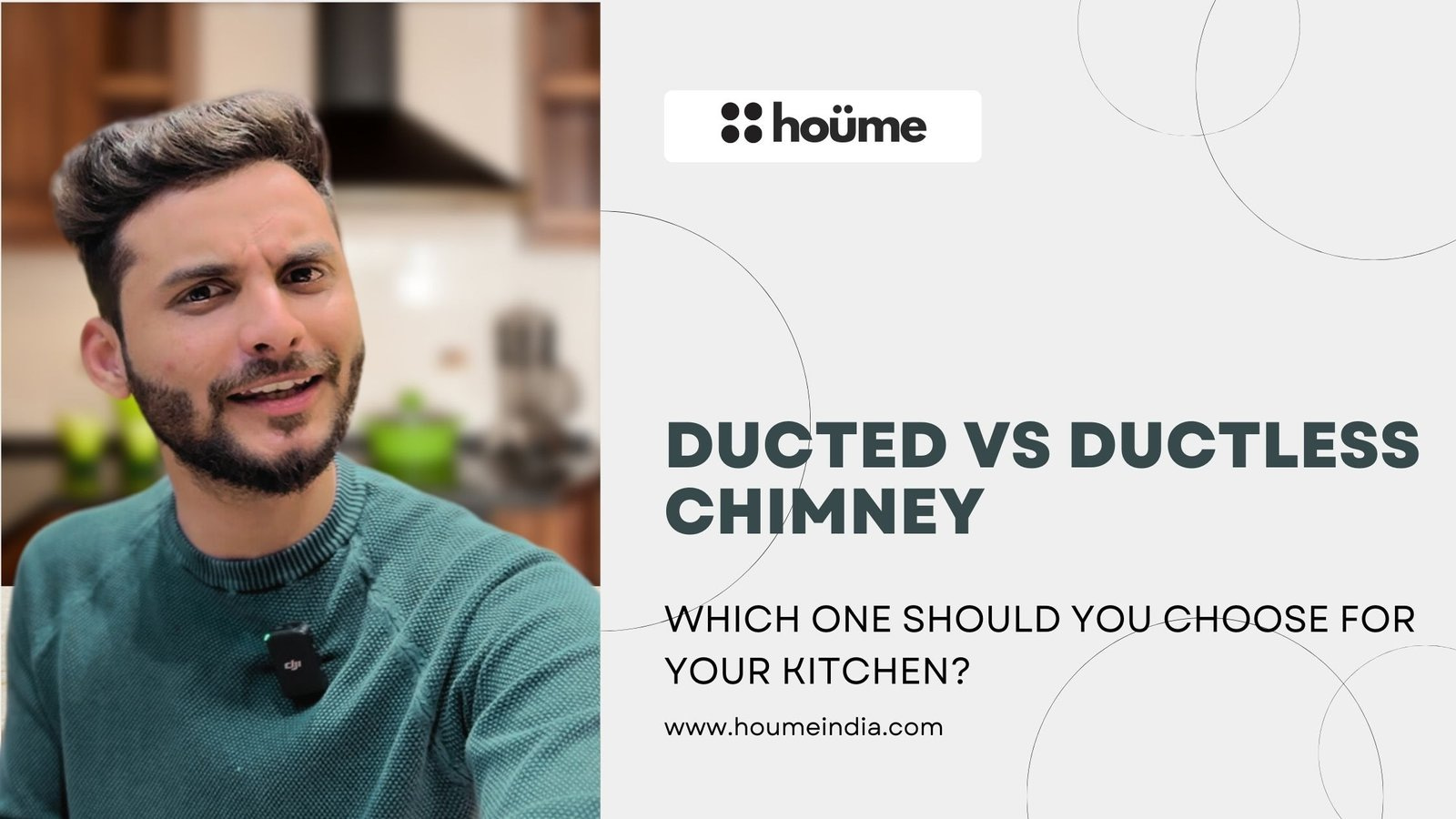 A split image comparing ducted and ductless chimneys for kitchens.