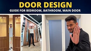 A three-part image showcasing different door designs suitable for bedrooms, bathrooms, and main entrances.