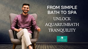 Man smiling, relaxed in a chair, representing the tranquility achieved with an upgraded bathroom from Aquarium Bath Accessories.