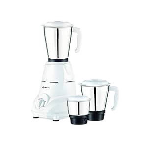 Bajaj rex mixer grinder 500w|mixie for kitchen with nutri-pro features|3 ss mixer jars for heavy duty grinding|adjustable speed control|multifunctional blade system|1 year warranty by bajaj|white 1