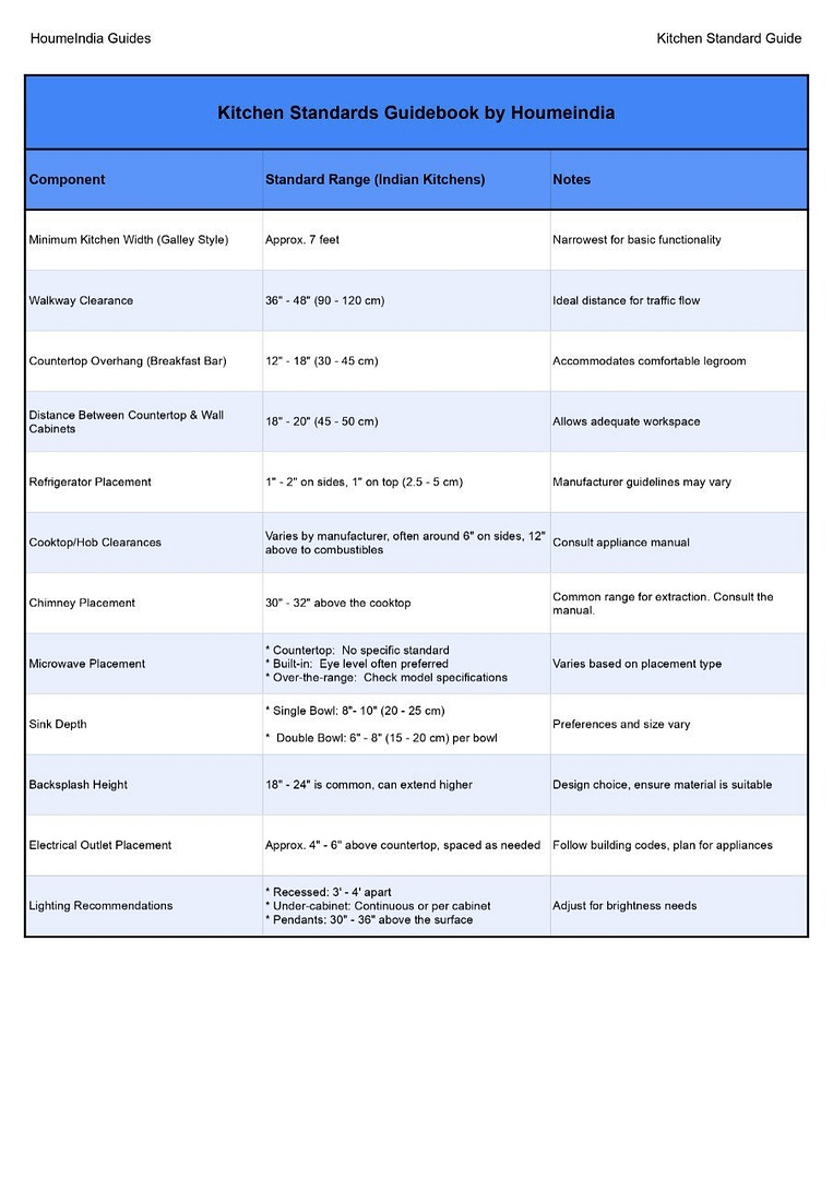 Kitchen standard guidebook by houmeindia part 1