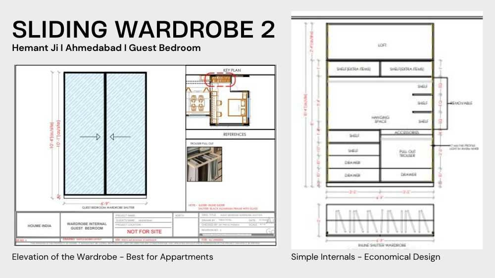 Sliding wardrobe 2 
Hemant Ji I Ahmedabad I Guest Bedroom
Closet